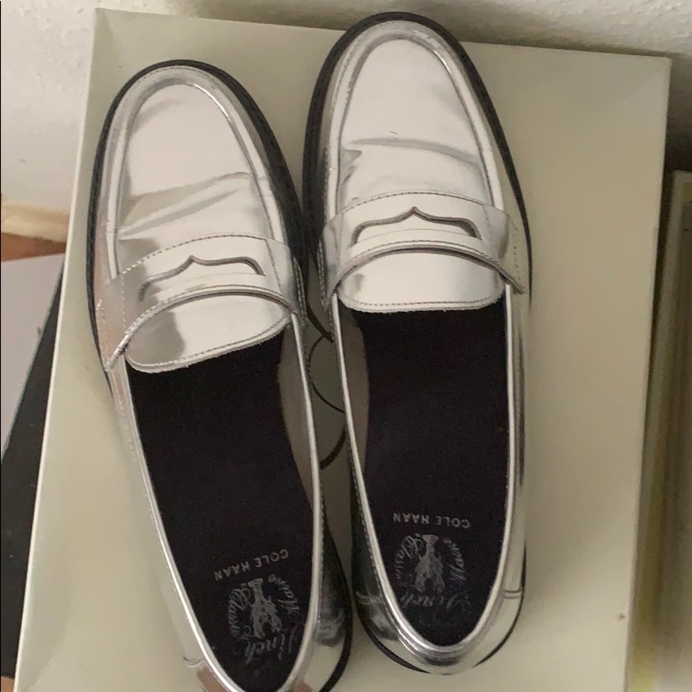 Cole Haan Silver Loafers, size 9